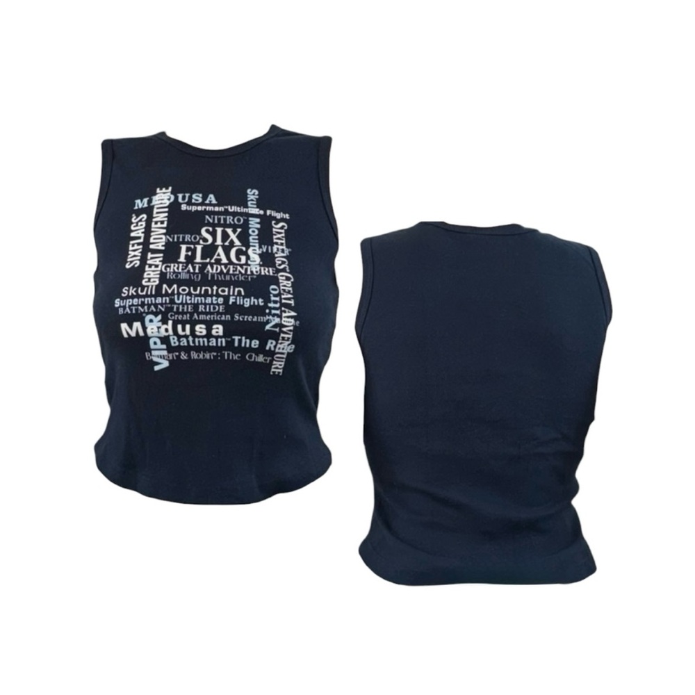 Vintage Six Flags Great Adventure Navy Graphic Crop Tank Top